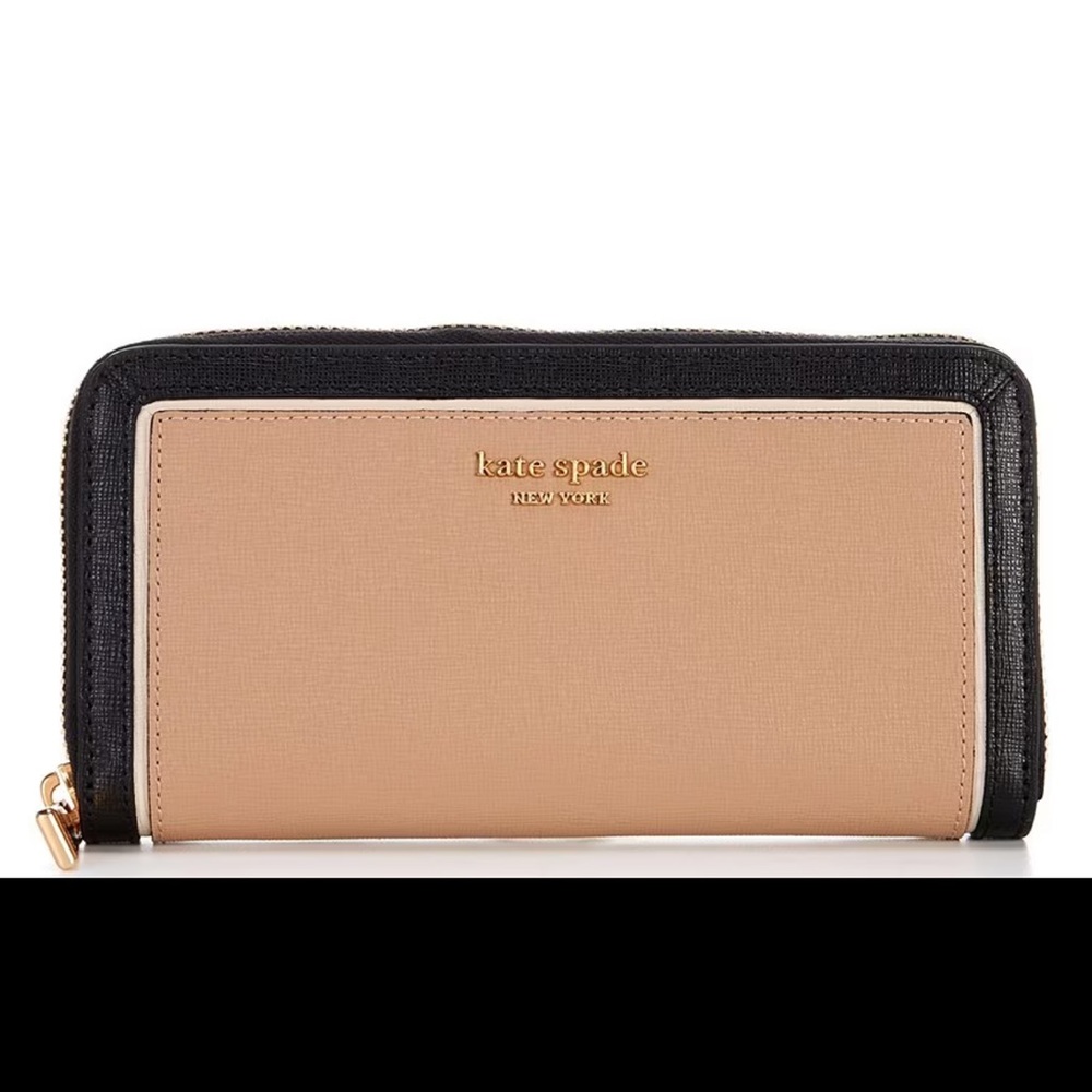 kate spade Two-Tone Beige and Black Zip Wallet